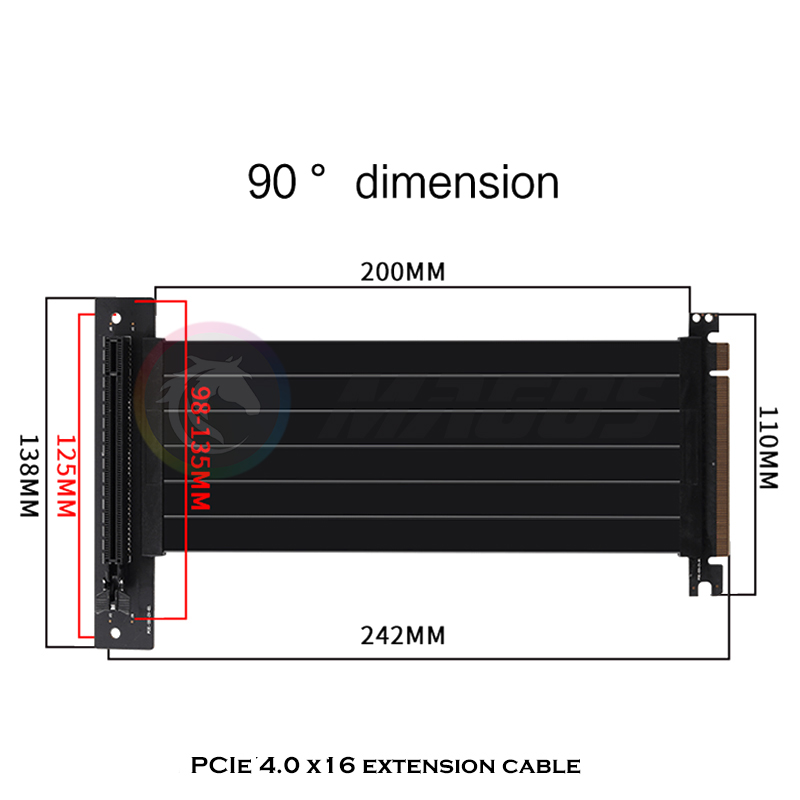 PCIE 4.0 X16 Yükseltici Kablo  - Pcie 4.0 X16 Riser Cable 90 Degree incelemesi ve fiyatı